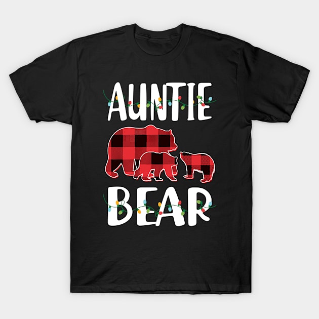 Aunt Bear Red Plaid Christmas Pajama Matching Family Gift T-Shirt by intelus